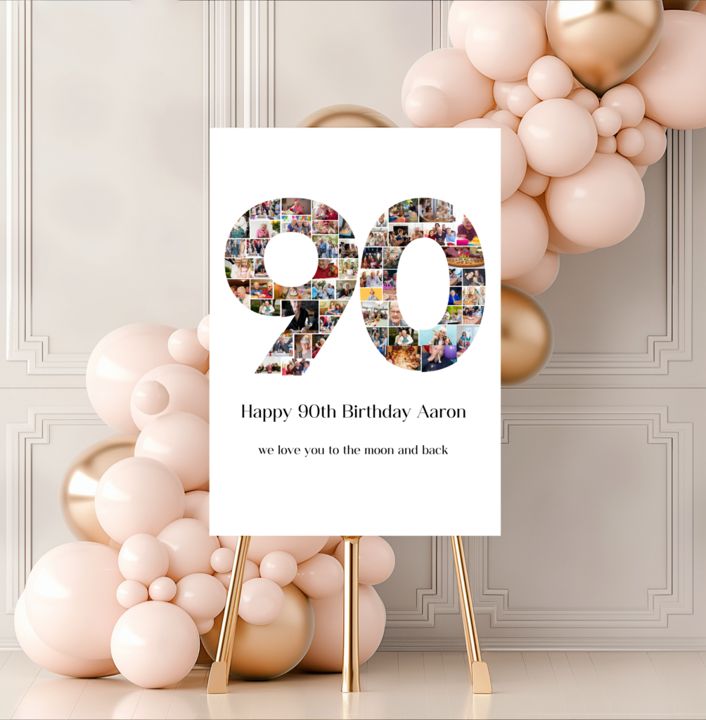 90th Birthday Photo Collage Template - Creative Perch
