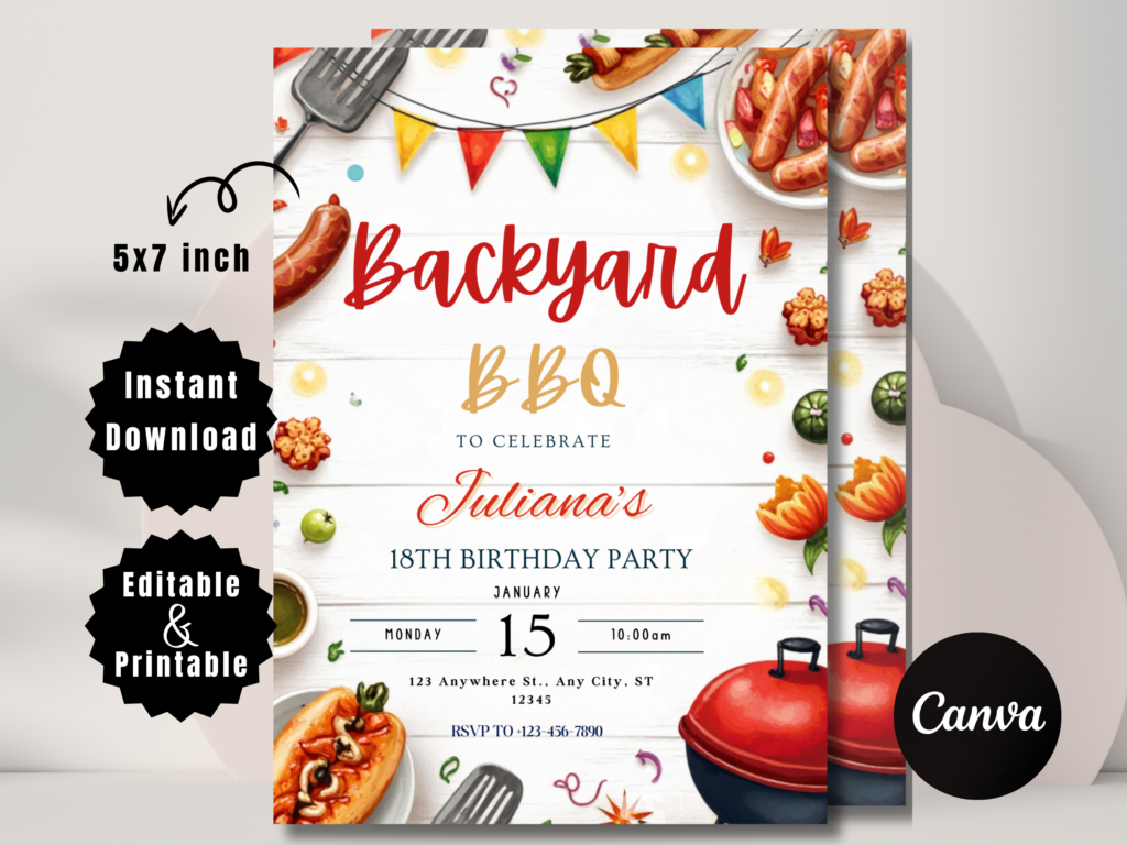 Editable Backyard BBQ Party Invitation