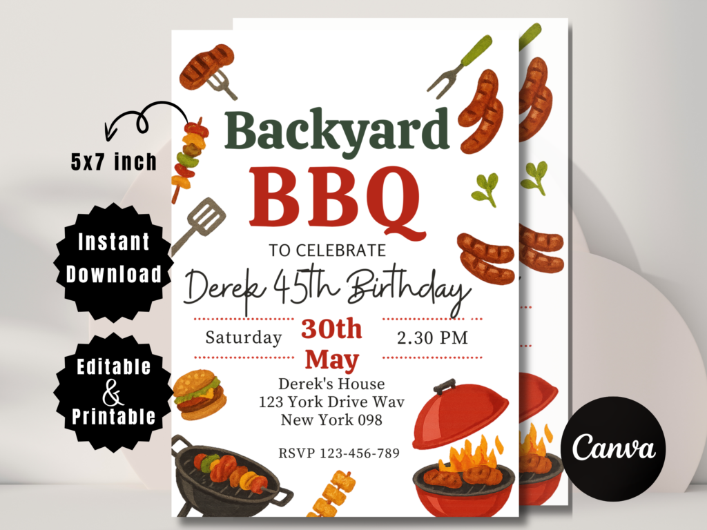 Editable Backyard BBQ Party Invitation