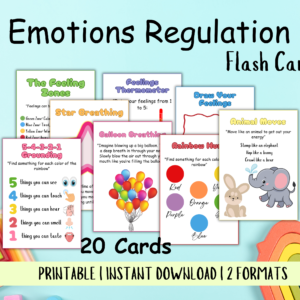 Emotional Regulation Cards for Kids, Anxiety Coping Strategies, Self-Regulation & Coping Skills Cards Mindfulness Stress Management for Kids