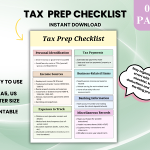 Tax Return Checklist,Tax Prep,Tax Deductions,Tax Prep Checklist,Tax Log,Tax Return Template,Tax Return,Tax Template,Tax List,Tax Return