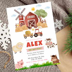 Farm Birthday Party Invitation Editable