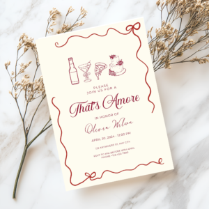 That's Amore bridal shower invitation with wavy hand-drawn design