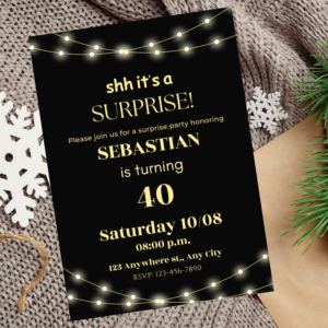 Editable surprise birthday invitation with modern digital design