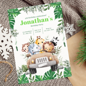 EDITABLE Safari Animals Party Invitation Template