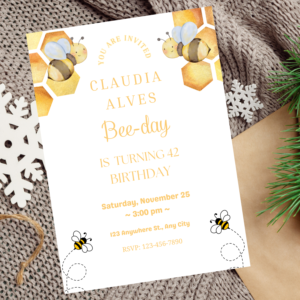 Editable Bee Birthday Invitation Template