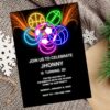 Editable neon sports birthday invitation with glow effect and athletic theme.