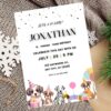 Editable dog-themed birthday invitation with playful puppy graphics.