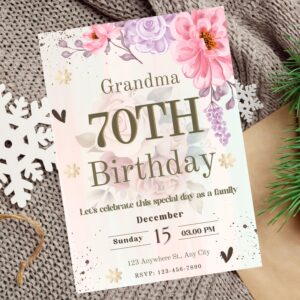 Feminine floral birthday card for 70-year-old woman.