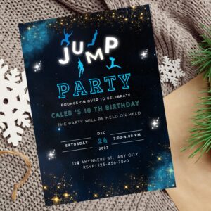 Printable glow galaxy jump party invite for kids' birthday
