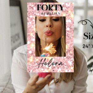 Editable rose gold photo booth frame template for birthday parties