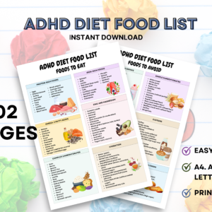 ADHD Diet Food List, ADHD Foods To Avoid, Autism Meal Plan, Attention Deficit Hyperactivity Disorder Meal Plan, Brain Food, ADHD Food Chart