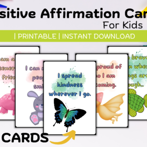 Affirmation Cards For Kids Printable, Positive Affirmation Motivational Cards, Kids Mental Health, Kids Anxiety Cards, encouragement card