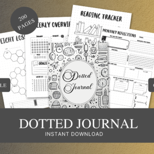 Undated Dotted journal, Grid Journal Printable, Aesthetic Planner Pages, Bujo Template,  Mood Trackers, Habit Trackers, Monthly Calendar