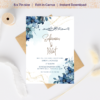 Editable Muslim wedding invitation template with floral accents
