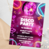 Neon glow birthday card template featuring dance floor elements.