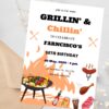 Printable barbeque birthday picnic invite design with red checkered border.