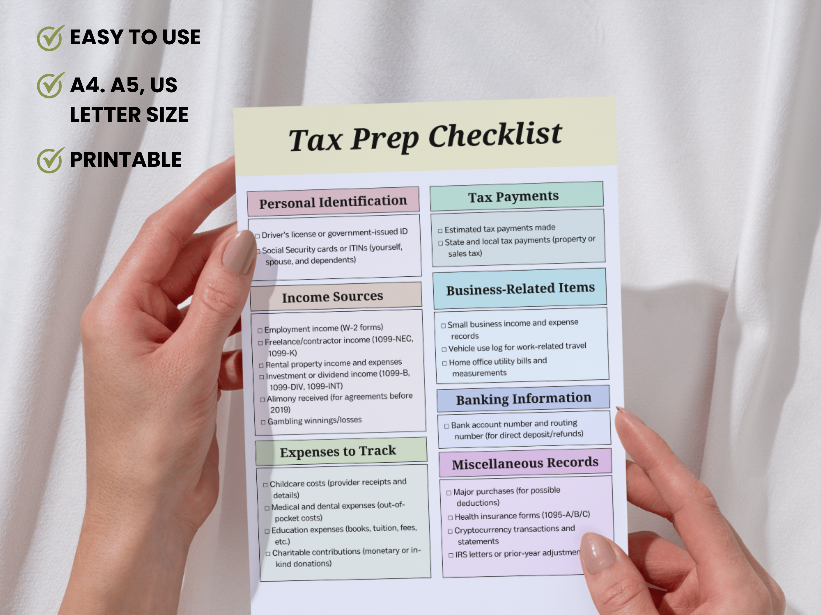 Tax Return Checklist,Tax Prep,Tax Deductions,Tax Prep Checklist,Tax Log,Tax Return Template,Tax Return,Tax Template,Tax List,Tax Return - Image 3
