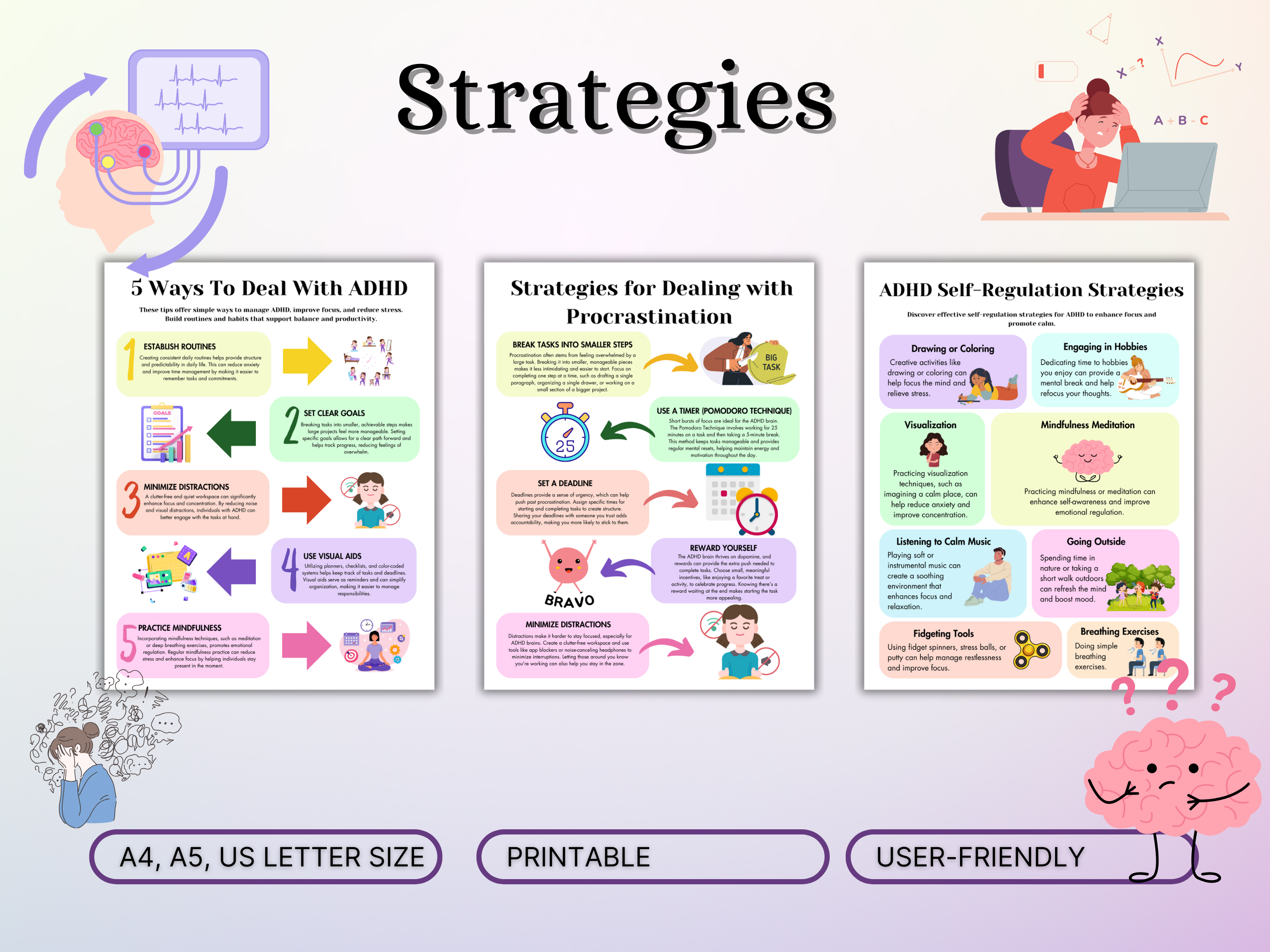 ADHD Executive Functioning And Coping Skills Journal, Teens Mental Health, Psychoeducation Worksheets, adhd visual aids adhd therapy - Image 4