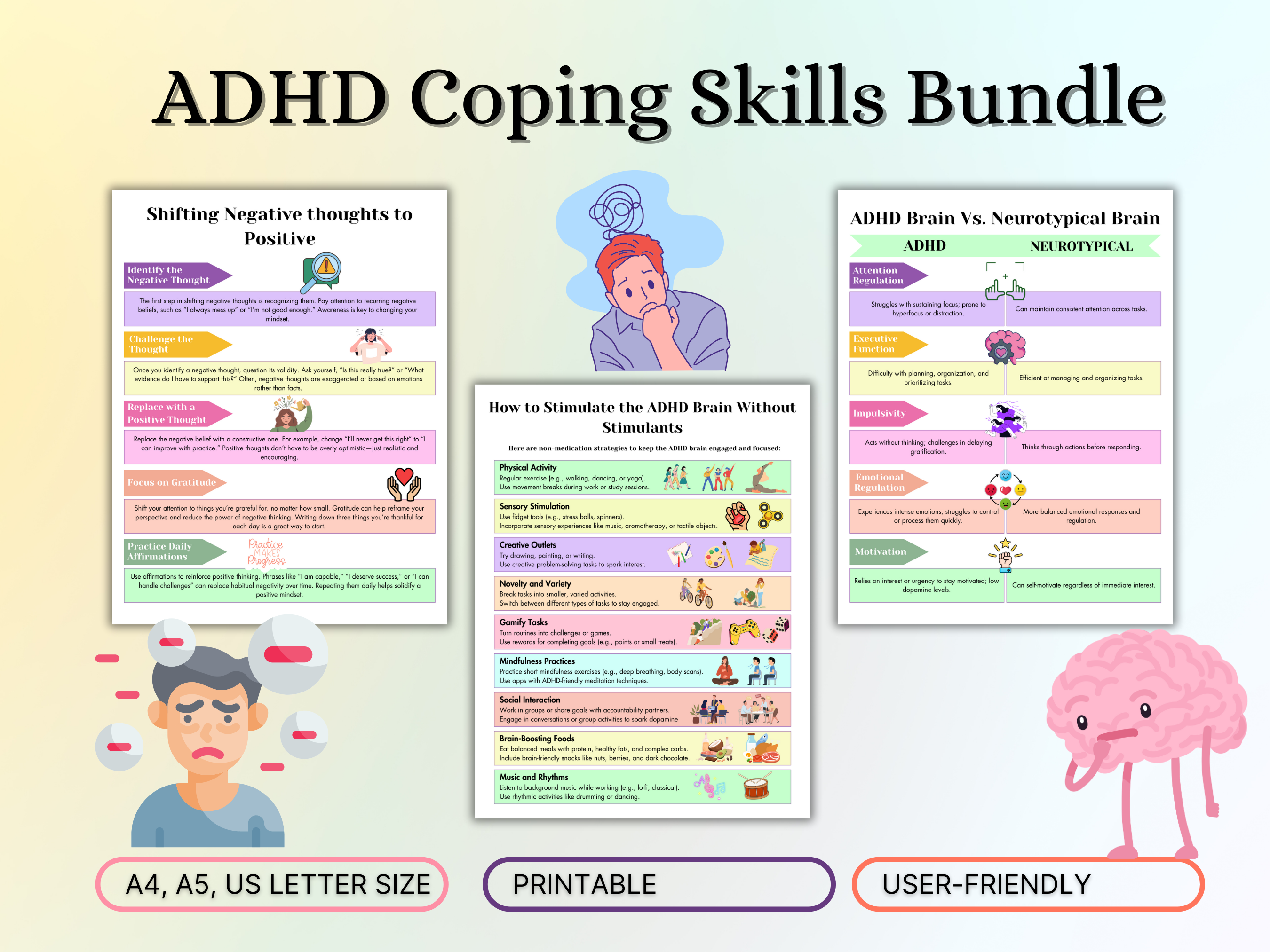 ADHD Executive Functioning And Coping Skills Journal, Teens Mental Health, Psychoeducation Worksheets, adhd visual aids adhd therapy - Image 7