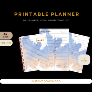 Daily Planner, Weekly Planner, Monthly Planner Printable PACK! Planner Insert Sets, To do List, Productivity, Work Day, Hourly, A4 A5 Letter