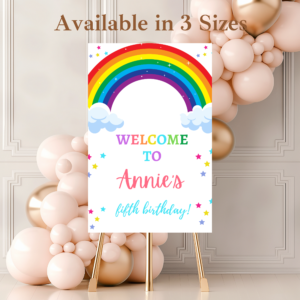 Rainbow welcome sign template in large, medium, and small sizes.