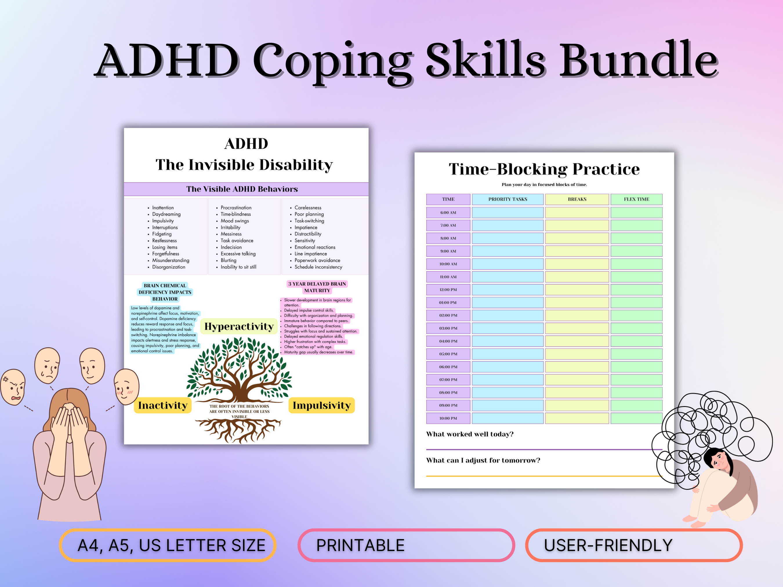 ADHD Executive Functioning And Coping Skills Journal, Teens Mental Health, Psychoeducation Worksheets, adhd visual aids adhd therapy - Image 8