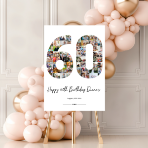 Editable 60th birthday photo collage template featuring family memories and elegant design