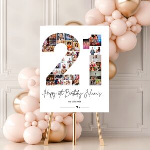 Editable 21st birthday photo collage template
