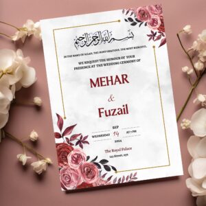 Editable Muslim Wedding Invitation Template | Nikkah Walimah Shaadi Canva Invite