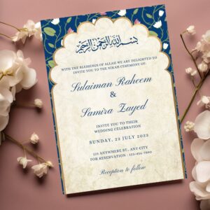 Editable Muslim Wedding Invitation Template for Nikkah, Walimah, Mehndi & Shaadi – Canva Digital Download