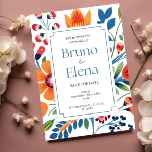 Mexican Fiesta Wedding Invitation – Editable Bridal Shower & Wildflower Garden Party Invite