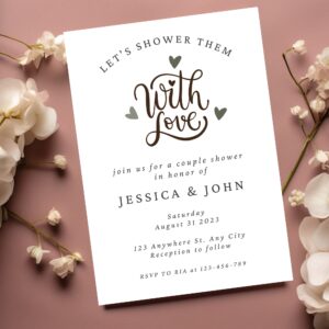 Editable Couples Shower Invitation Template | Minimalist Co-Ed Wedding Shower Invite | Canva Download