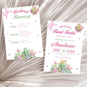 Editable Final Fiesta Bachelorette Invitation & Itinerary | Mexican Bridal Shower Canva Template
