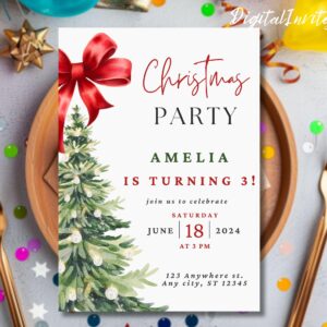 Christmas Party Invitation, Holiday Party Invitation Template, Editable Christmas Tree Invitation, Christmas Tree, Work Holiday Party