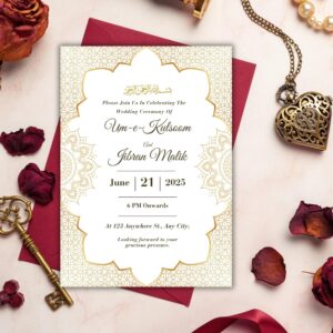 Editable Muslim Wedding Invitation Template | Islamic Nikkah & Walimah Digital Invite