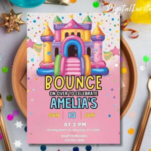 Bounce House Birthday Invitation, EDITABLE Kids Park Party Invitation, Outdoor Playground Template, Bouncing Castle, Instant Download