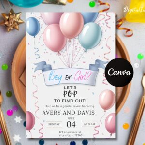 Gender Reveal Invitation | Editable Template | Pink or Blue, He or She Watercolor Invite