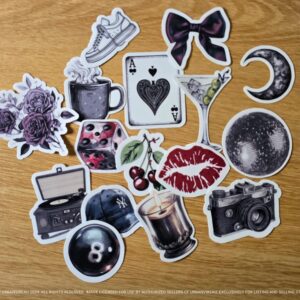 Girl Sticker Pack, Downtown Girly Aesthetic Coquette Stickers, 16 Cute Vinyl Stickers for Planners, Journals, Scrapbooking
