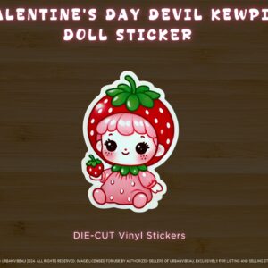 Cute Strawberry Kewpie Doll Sticker - Adorable Berry Baby Vinyl Sticker