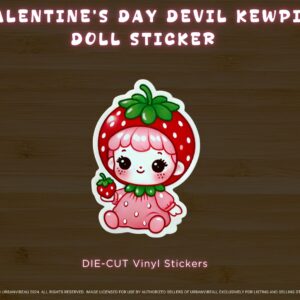 Cute Strawberry Kewpie Doll Sticker - Adorable Berry Baby Vinyl Sticker