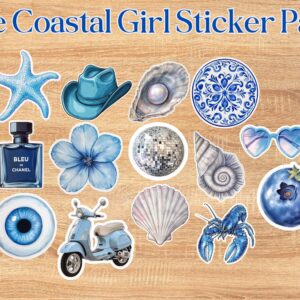Coastal Aesthetic Sticker Set | Waterproof Vinyl Stickers | Beach-Themed Laptop Stickers | Ocean Vibes Stickers