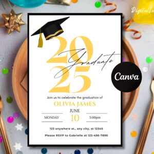 Graduation invitation template printable Editable Electronic graduation invite Grad announcement Class of 2025 College graduation
