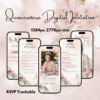 Editable Sweet 15 digital invitation template for a quince birthday party.