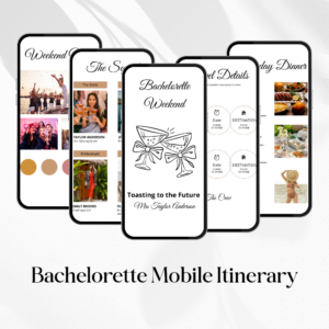 Editable bachelorette itinerary template with multiple organized pages