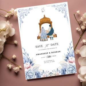 Indian Wedding Invitation Template, Anand Karaj invites, Punjabi invitations, Punjabi Wedding card, Sikh invitation, Save the Date
