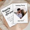 Minimalist photo wedding invitation titled “Nothing Fancy Just Love,” ideal for elopements and intimate wedding announcements, editable in Canva with personalized text.