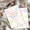 Colorful bachelorette weekend itinerary template with funky doodles and editable event schedule, designed in Canva for hens party planning.