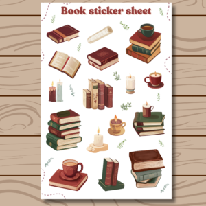 Book Sticker Sheet | Cozy Bookish Stickers | Waterproof Vinyl Journal Stickers | Planner Stickers for Book Lovers | 4x6 Inch Kiss Cut Sheet