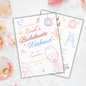 "Colorful Bachelorette Weekend Itinerary Template"